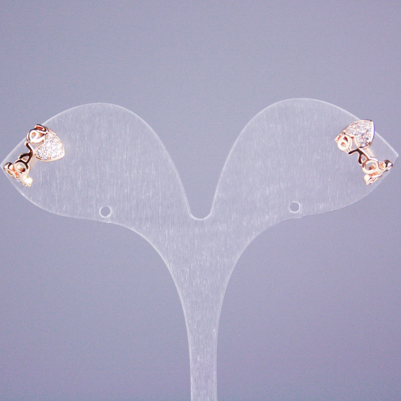 Klipové náušnice Xuping – pozlacení 18K, bílé štrasové kameny, Láska, 10×8 mm