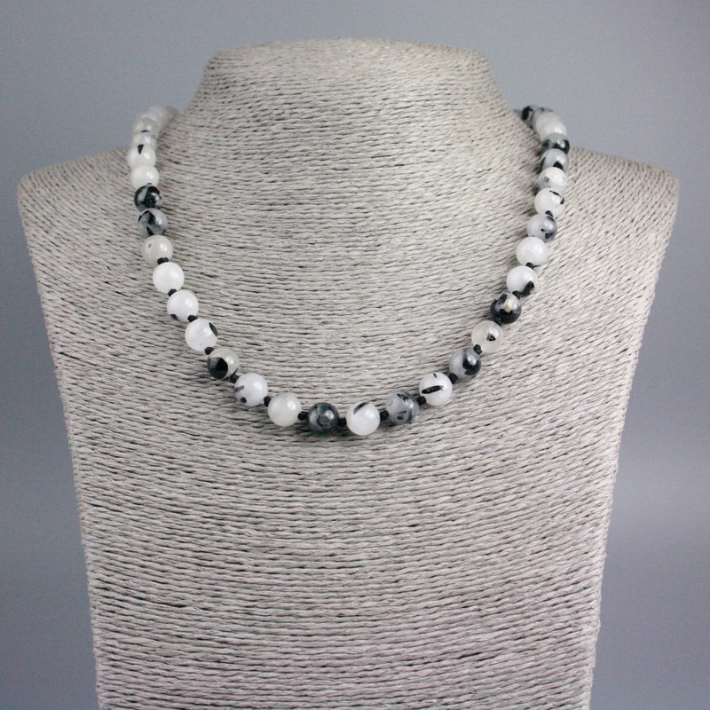 Náhrdelník z rutilitového křemene (vlásený), hladká kulička, průměr 8,5 mm, délka 48 cm