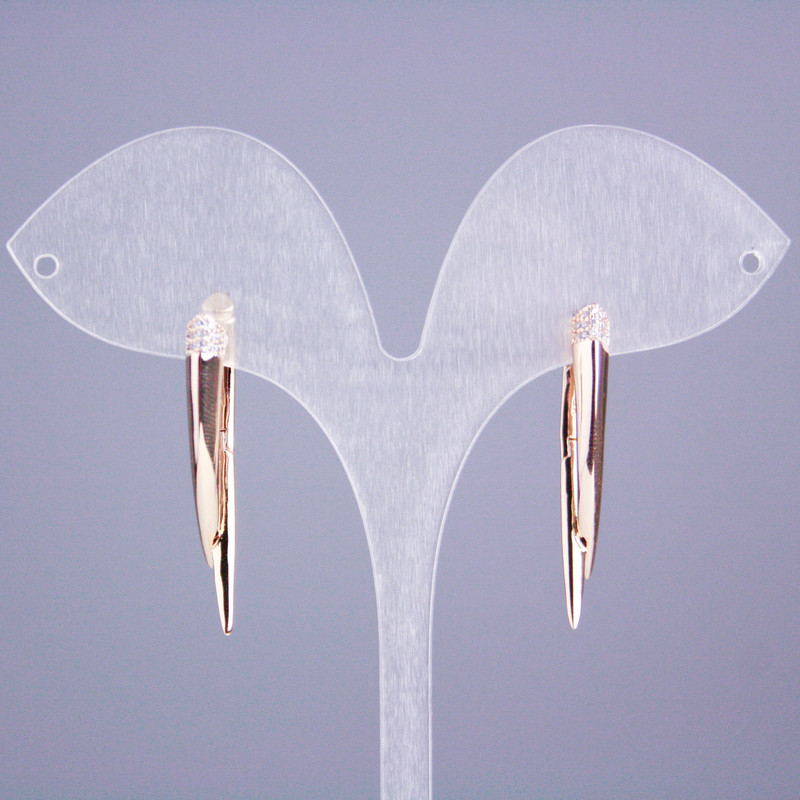 Сережки Xuping Позолота 18К з білими стразами, довжина 33мм+