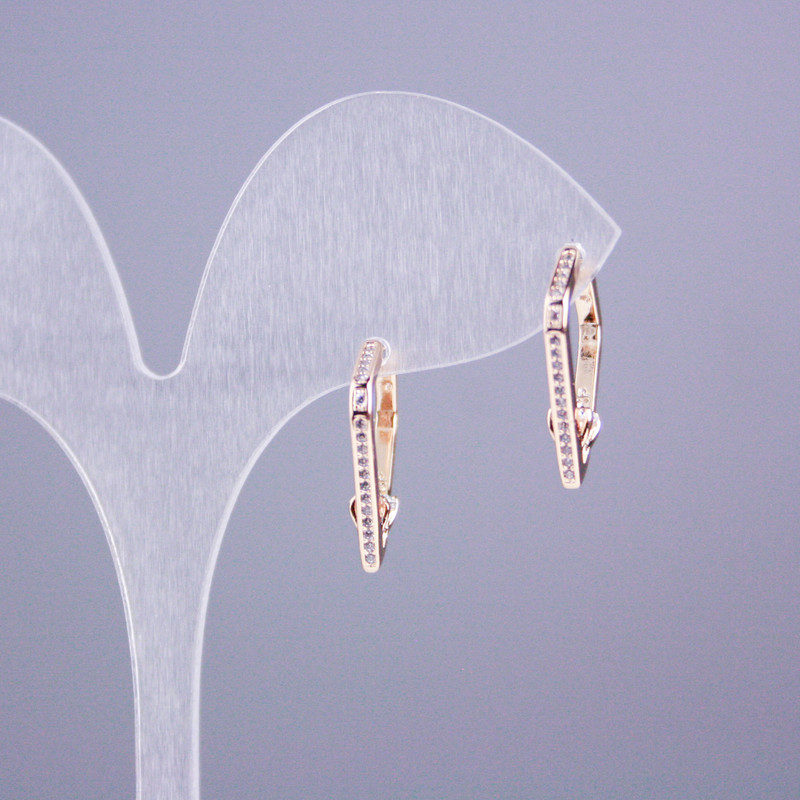 Náušnice Xuping s pozlacením 18K a bílými krystaly 19×15 mm