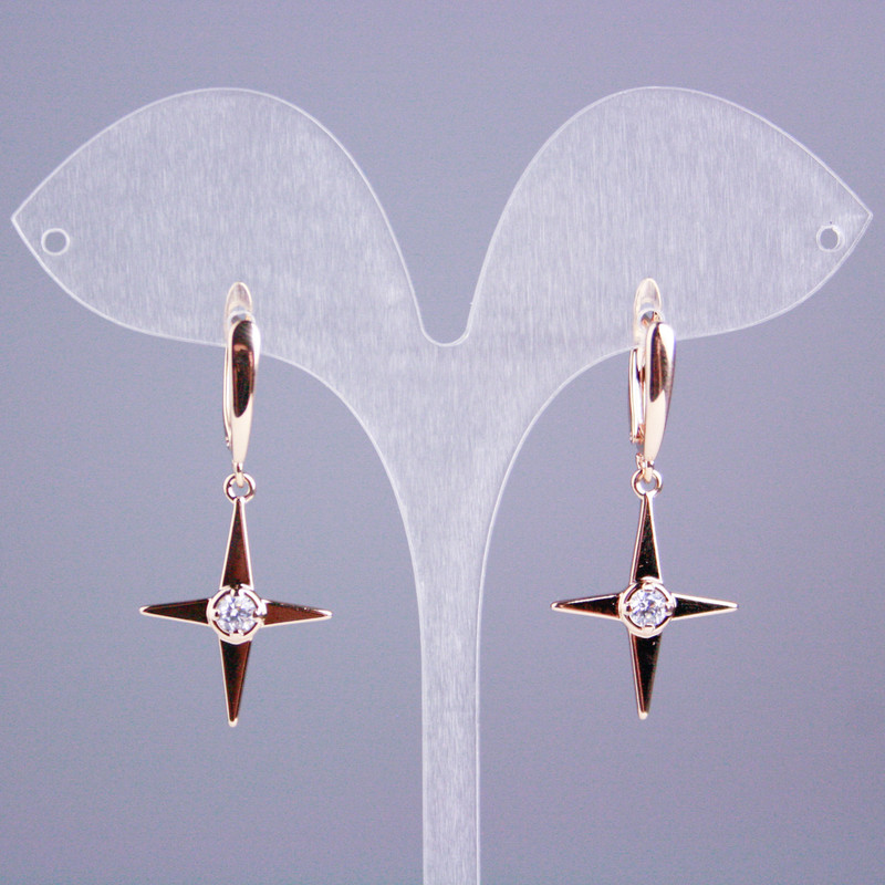 Náušnice Xuping pozlacené 18K se bílými kameny «Hvězda», délka 38 mm+