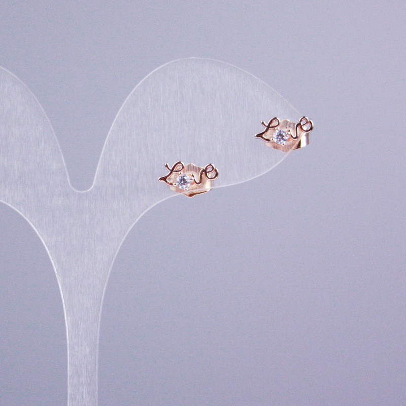 Náušnice pecky Xuping Pozlacení 18K s bílými kamínky Láska