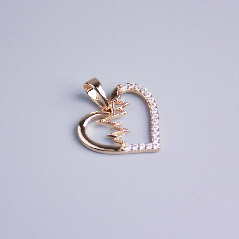 Přívěsek Xuping srdce s 18K pozlacením a bílými krystaly, průměr 13×18 mm