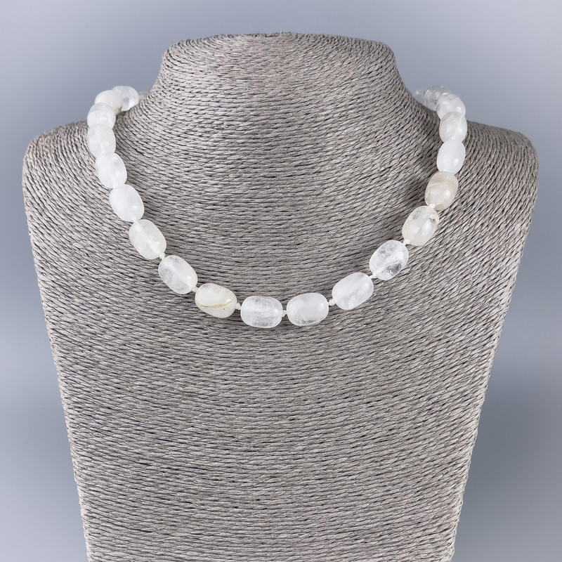 Náhrdelník z horského křišťálu – barilové korálky, průměr 14×10 mm, délka cca 47 cm