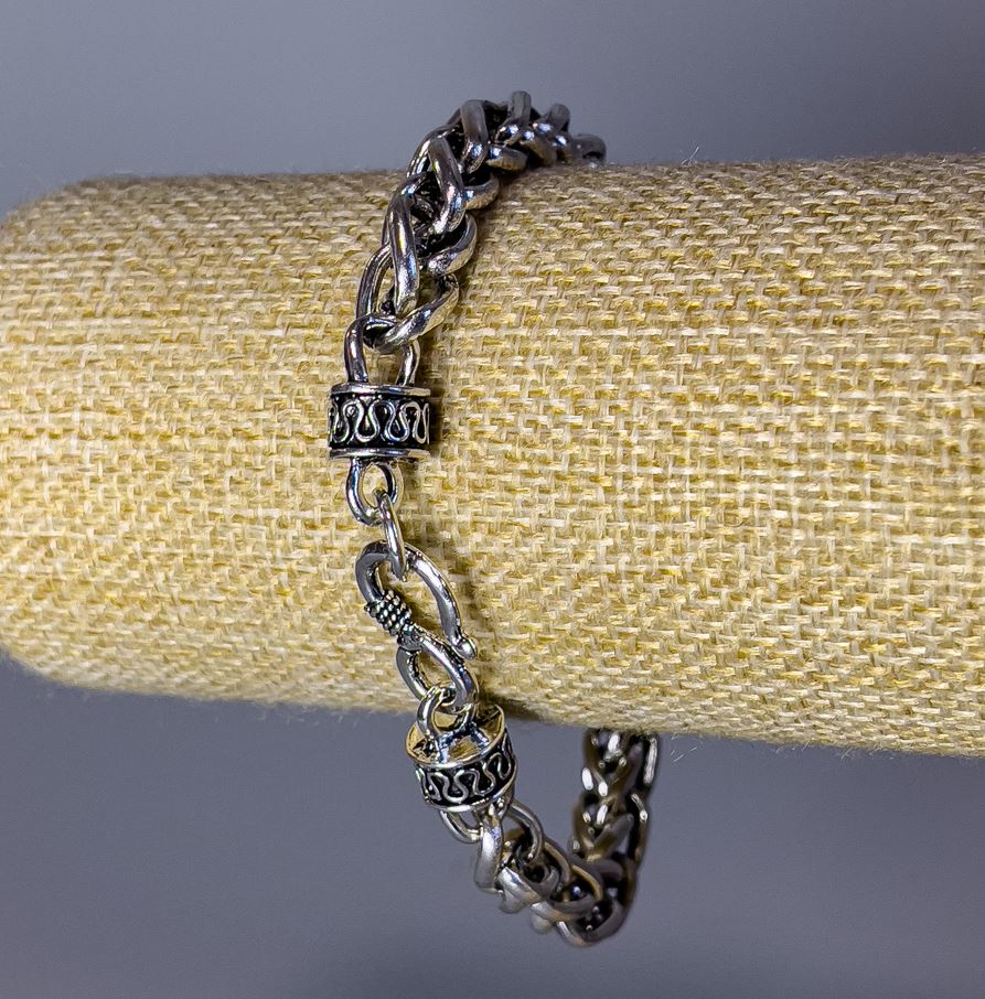 Náramek-řetěz «Zámek» stříbrný kov 6×8 mm, tloušťka 8 mm, délka 21 cm +