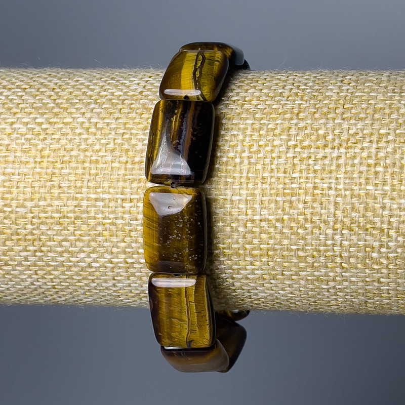 Náramek z tygřího oka, přírodní kámen, obdélníkové články, rozměry cca 13×18 mm, délka 18 cm (elastický)