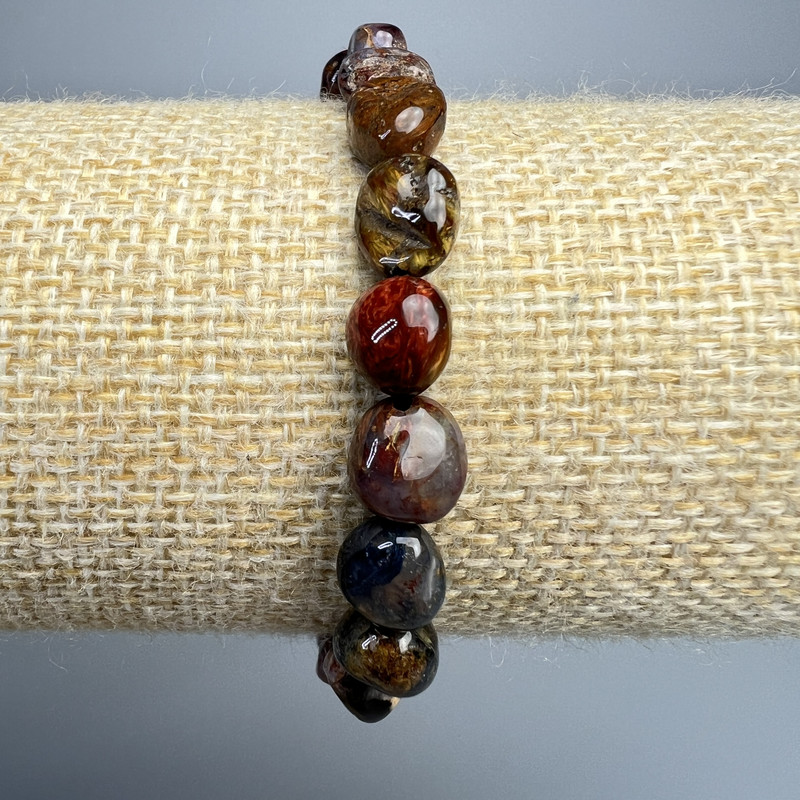 Náramek z petersitu, přírodní kámen, brusované korálky, průměr 8×10 mm, délka 18 cm ± (elastický)