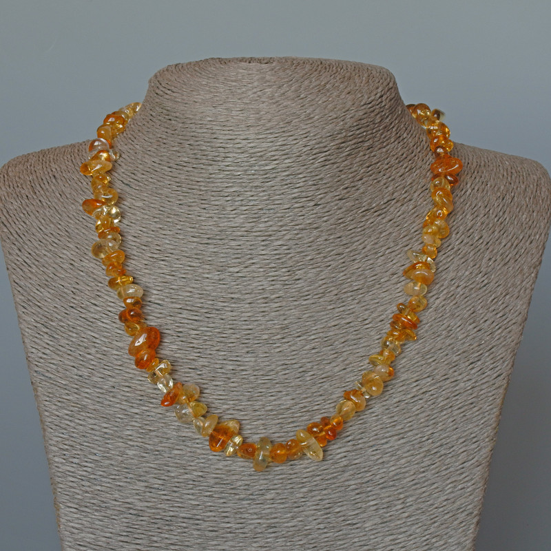 Náhrdelník z přírodního citrínu, facettované korálky, průměr 8×4 mm ±, délka 48 cm