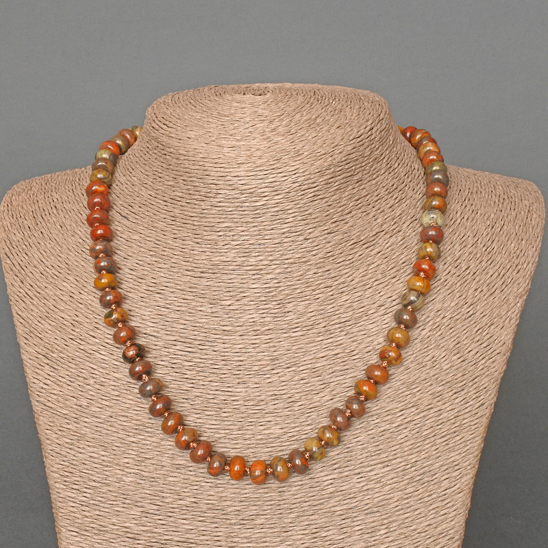 Náhrdelník z jaspisu Picasso, přírodní, 47 cm