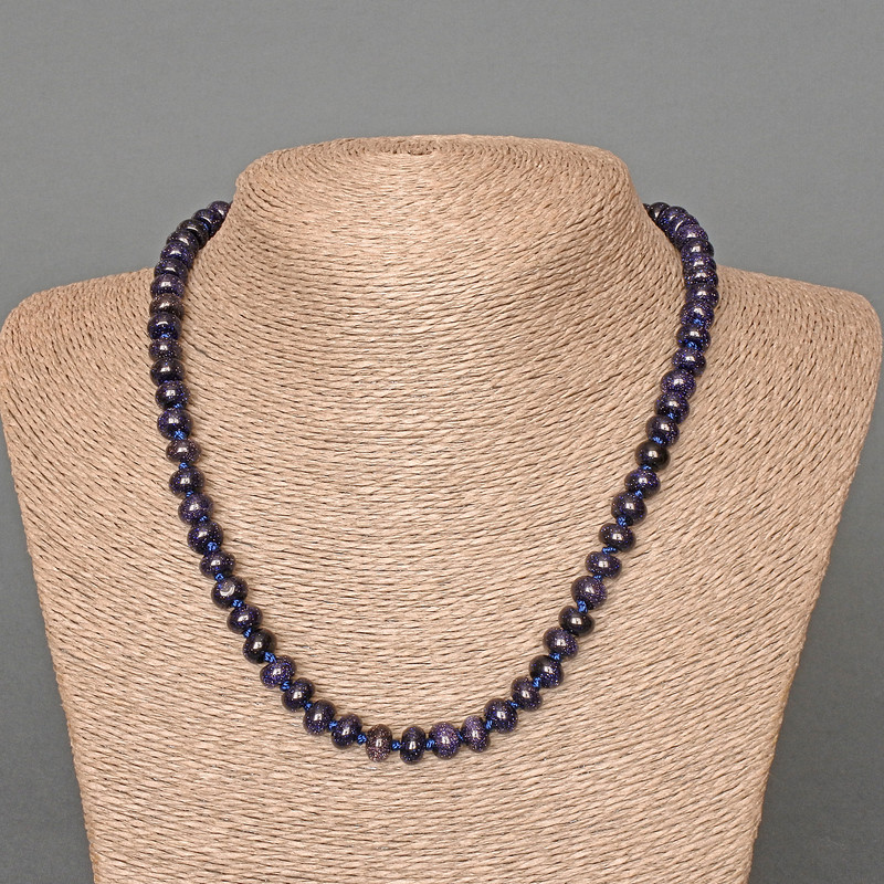 Náhrdelník z aventurínu Noc Kaíra (syntetický) hladký rondel, průměr 8×5 mm, délka cca 49 cm